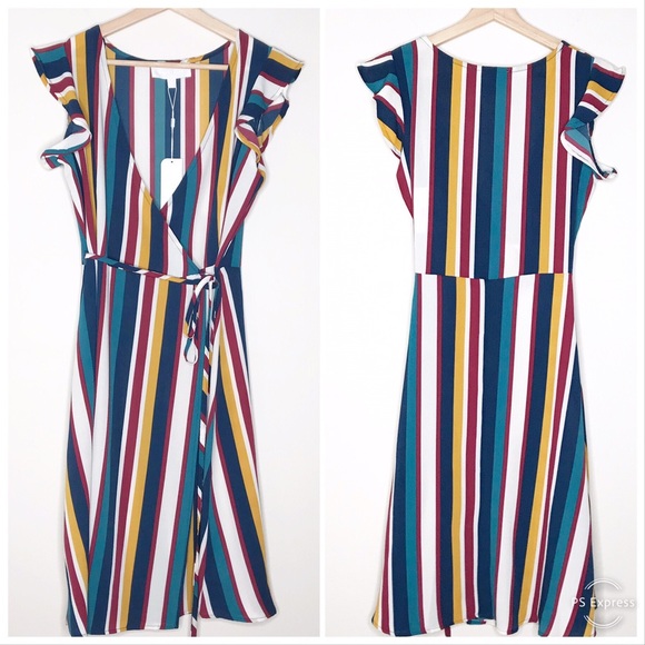 Superfoxx Dresses & Skirts - SUPERFOXX Multi-color Stripe Wrap Dress